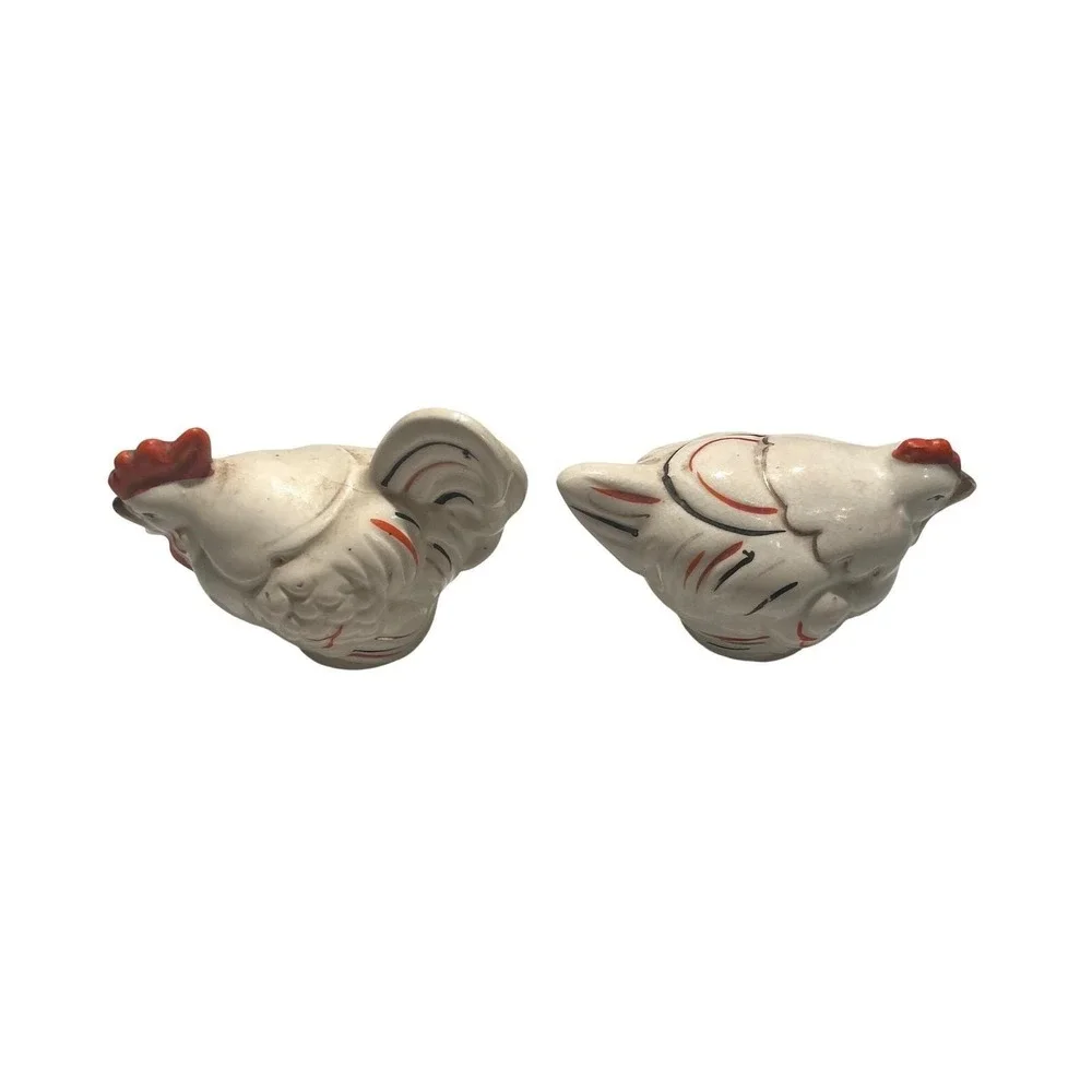 Vintage Japan Ceramic Rooster and Hen Salt‎ and Pepper Shakers Set Farmhouse